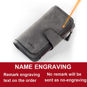 2020 Women Wallets Name Engrave Fashion Long Leather Top Quality Card Holder Classic Female Purse Zipper Wallet For Women
