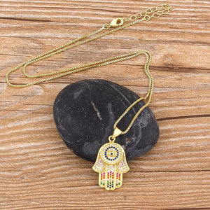 Evil Eye Necklace For Women Collares Colorful Palm