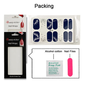Fashion 31 Designs 3D Full Cover Nail Sticker Waterproof Self-adhesive Nail Art Manicure DIY Decoration Glitter Nail Wraps 2019