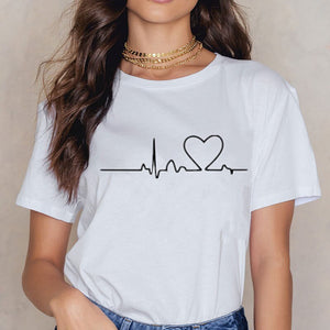 2020 nouvelles femmes T-shirts décontracté Harajuku amour imprimé hauts t-shirt été femme t-shirt à manches courtes t-shirt pour les femmes vêtements