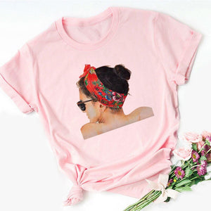 2021 Vogue Cool Spring Summer Girls Print Women Blouses Pink Summer Casual Harajuku O-Neck Shein Femme Tops Shirt Plus Size