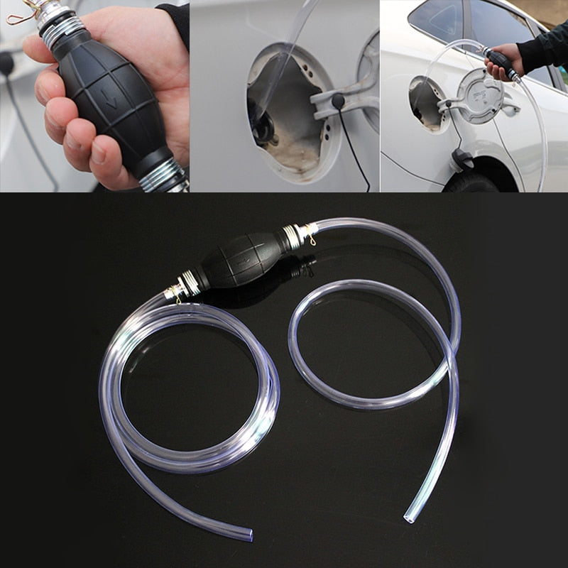 Universal Auto Fuel Pump Manual Gas Oil Transfer Liquid Gasoline Petrol Hand Suction Pipe Pumping Durable For Car Marine Outboar