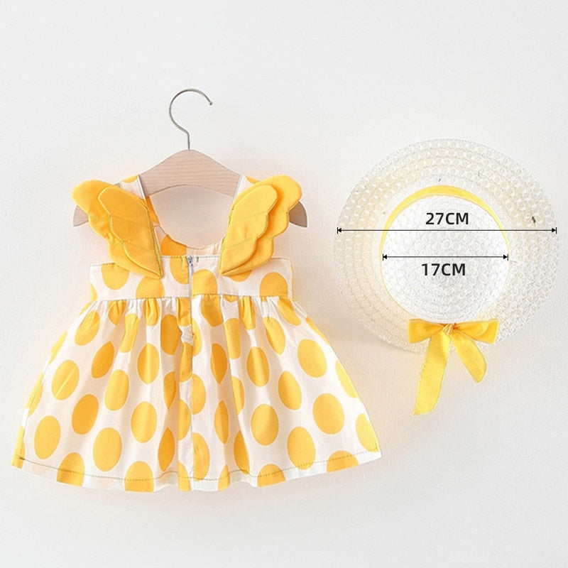 Melario Baby Girls Dresses With Hat 2pcs Clothes Sets Kids Clothes Baby Sleeveless Birthday Party Princess Dress Print Floral