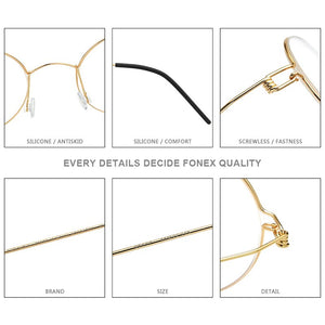 FONEX Screwless Eyewear Prescription Eyeglasses Frame Women Round Myopia Optical Denmark Korean Glasses Frame Men Titanium 98607