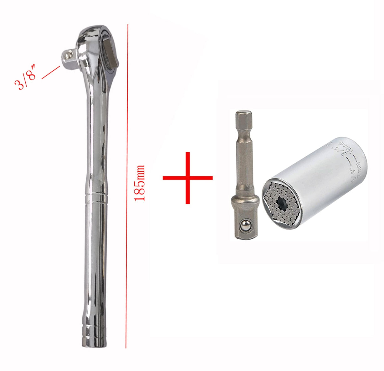 Universal Sleeve Adaptive Wrench, All-Fitting Multi Drill Attachment Universal Socket,3/8 Inch Drive Wrench Repair Tools