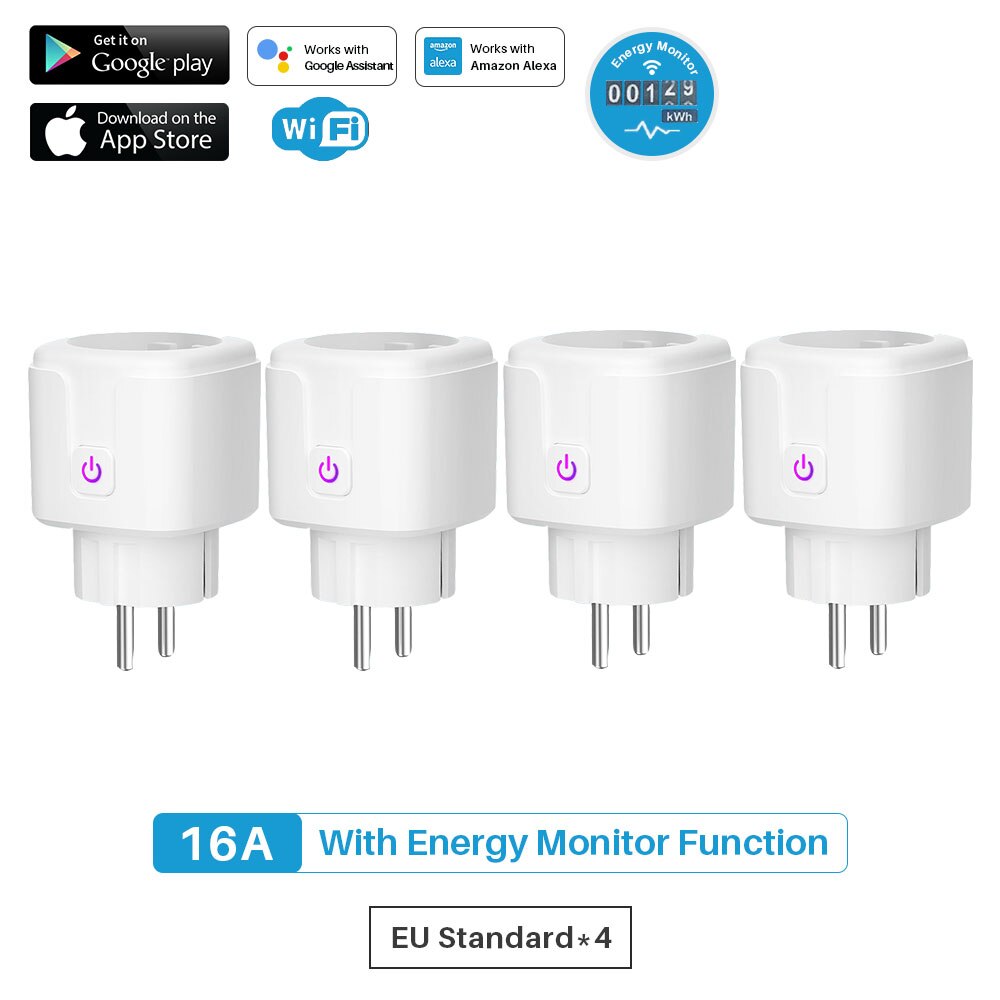 Smart Plug WiFi Socket EU 16A Power Monitor Timing Function Tuya SmartLife APP Control Works With Alexa Google Assistant