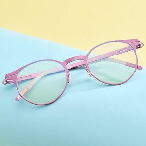 FONEX Anti Blue Light Blocking Glasses Women 2020 New Round UV Rays Filter Computer Gaming Screwless Eyeglasses Eyewear FAB014
