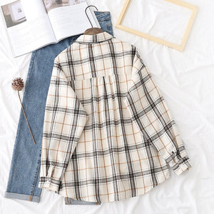 Plaid Shirts Womens Blouses Long Sleeve Lady Checked Tops Loose Female Outwear Casual Clothes Spring Autumn News