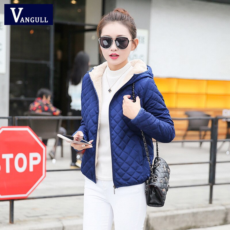 Vangull Women Hooded Jacket Casual Basic Warm Velvet Lamb Parka Coat 2020 Autumn Winter New Solid Light Soft Famale Outerwear
