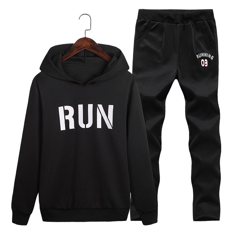 Sets Tracksuit Men Autumn Winter Hooded Sweatshirt Drawstring Outfit Sportswear 2020 Male Suit Pullover 4 Piece Set Casual