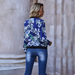 Women Jacket New Elegant Casual Fashion Printed Long Sleeve Cardigan Middle-aged Mother Outwear Top 2020 Autumn XL Coat Female