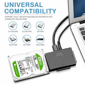 QGeeM SATA to USB IDE Adapter USB 3.0 Sata 2.5 3.5 Hard Disk Drive HDD SSD USB Converter IDE SATA to USB SATA Adapter Cable