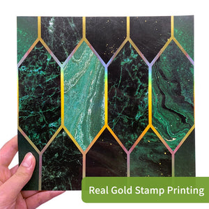 Funlife® BRILLIANT™ 20X20cm 10pcs Green Gilding Mosaic Tile Sticker Waterproof DIY Wall Sticker for Bathroom Kitchen Home Decor