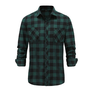 Jeetoo European/US Size Men Flannel Plaid Shirts Cotton 2021 Casual Long Sleeve Shirt Warm Comfort Regular Fit Man Blouse