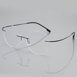 Anti-Blue Rimless Reading Glasses Men Women Round Frameless Magnifying Eyeglasses Prescription Myopia Presbyopia Glass+1.50+2.00