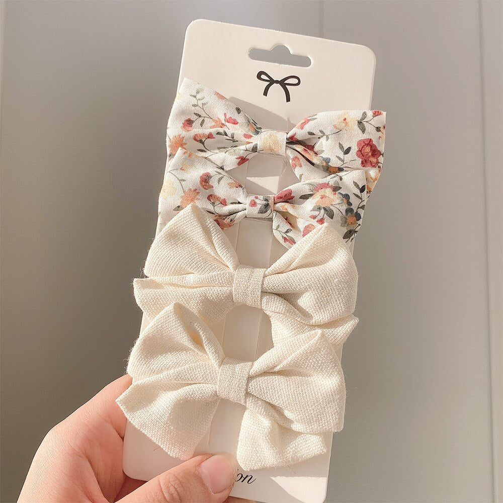 4PCS/SET 2021 New Girls Leopard Hairpins Kids Sweet Hair Clips Barrettes Lovely Hair Bows Children Cute Kids Hair Accessories