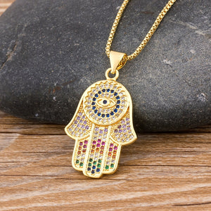 Evil Eye Necklace For Women Collares Colorful Palm