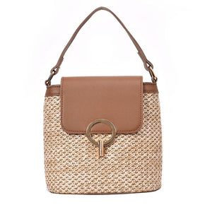 Small Straw Bucket Bags For Women 2021 Summer Crossbody Bags Lady Travel Purses and Handbags Female Shoulder Simple Bag