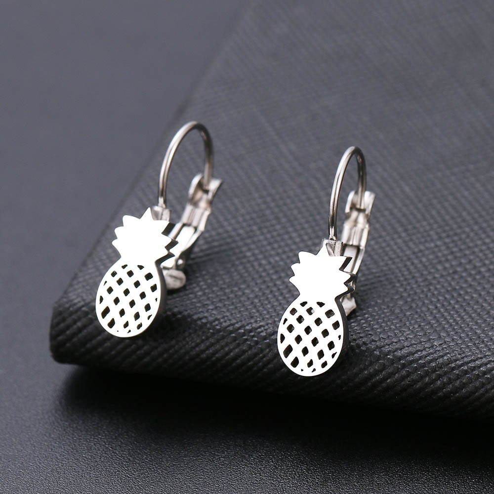 Fashion Earring World Map/Pineapple/Love Heart/Star Small Geometric Gift For Women Party Alentine's Day Stainless Steel Jewelry