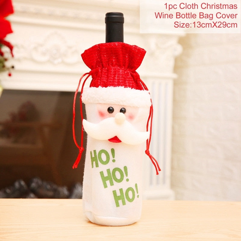 Christmas Wine Bottle Cover Merry Christmas Decor For Home 2020 Natal Noel Christmas Table Decor Xmas Gift Happy New Year 2021
