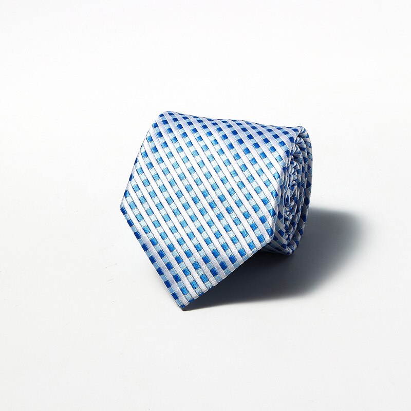 Luxury Fashion Striped Plaid Men's Tie Red Blue Grey Classic Neck Ties Leisure Business Wedding High Quality 8cm Silk Necktie