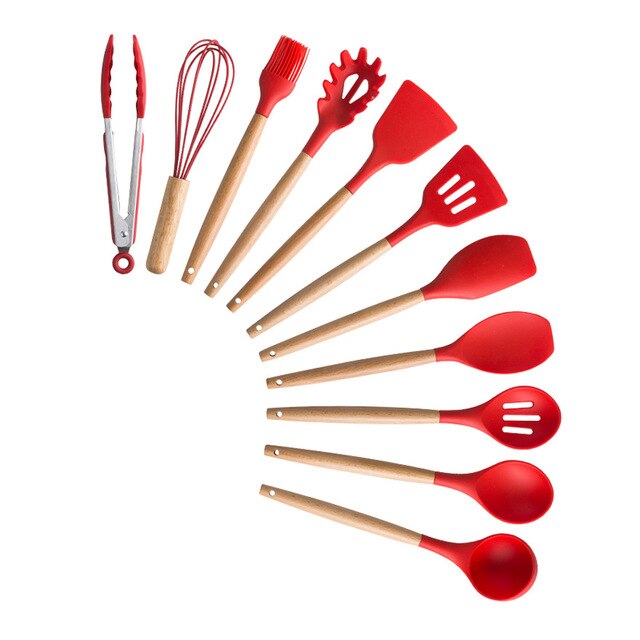 Silicone Kitchenware Cooking Utensils Set Heat Resistant Kitchen Non-Stick Cooking Utensils Baking Tools With Storage Box Tools