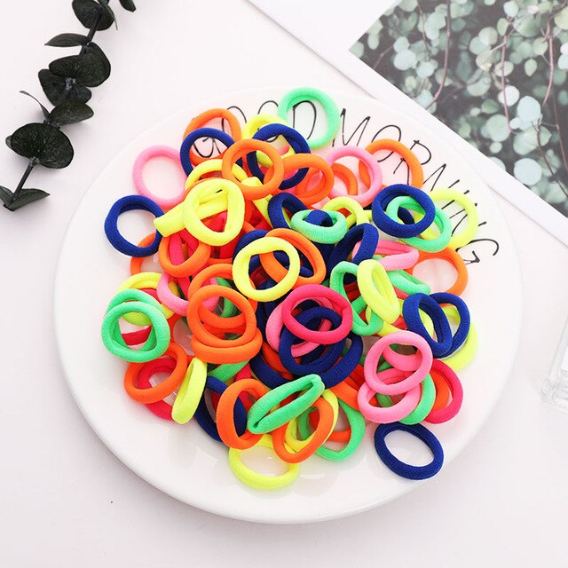 100PCS/Set Girls Candy Colors Nylon Elastic Hair Bands Children Rubber Band Headband Scrunchie Fashion Hair Accessories