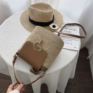 Small Straw Bucket Bags For Women 2021 Summer Crossbody Bags Lady Travel Purses and Handbags Female Shoulder Simple Bag