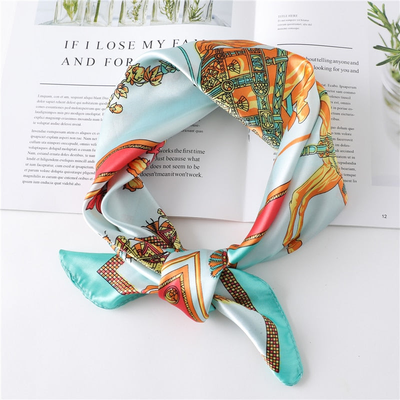 Women Square Silk Scarf Chiffon Satin Lady Hair Neck Foulard  Scarves Shawl Wrap Female Bandana Head Kerchief Hijab Headband