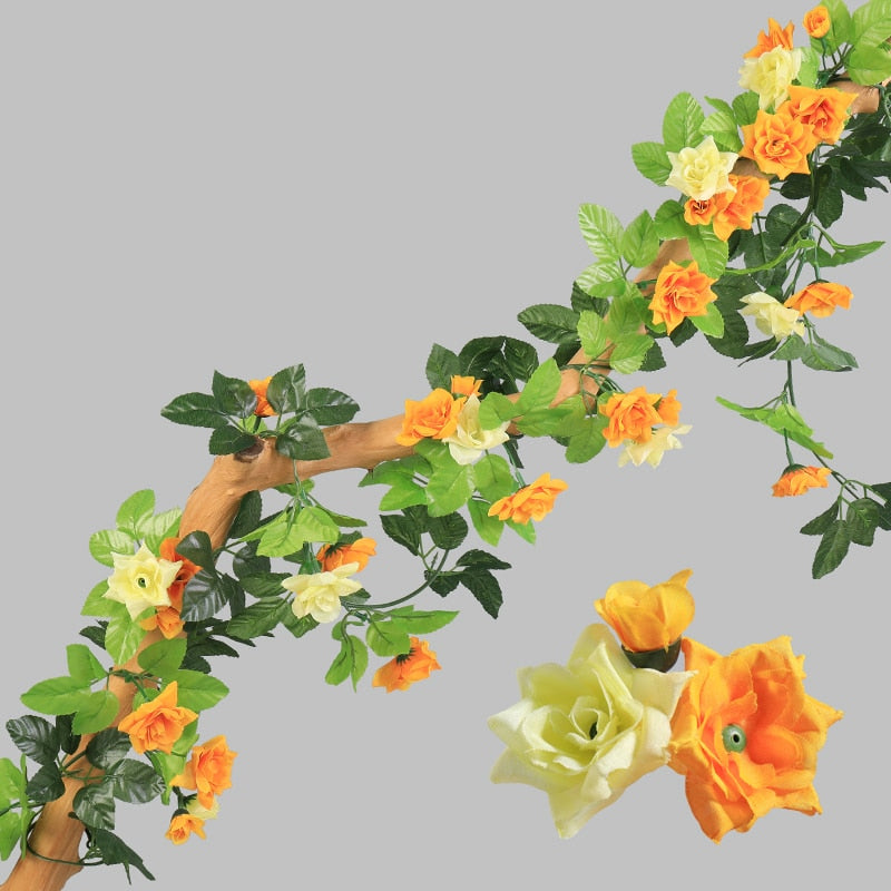 Artificial Flowers Rose 230cm length 16 to 69 flower Flowers for A Wedding Arch Flowers Garland Romantic Rose In Glass Dome