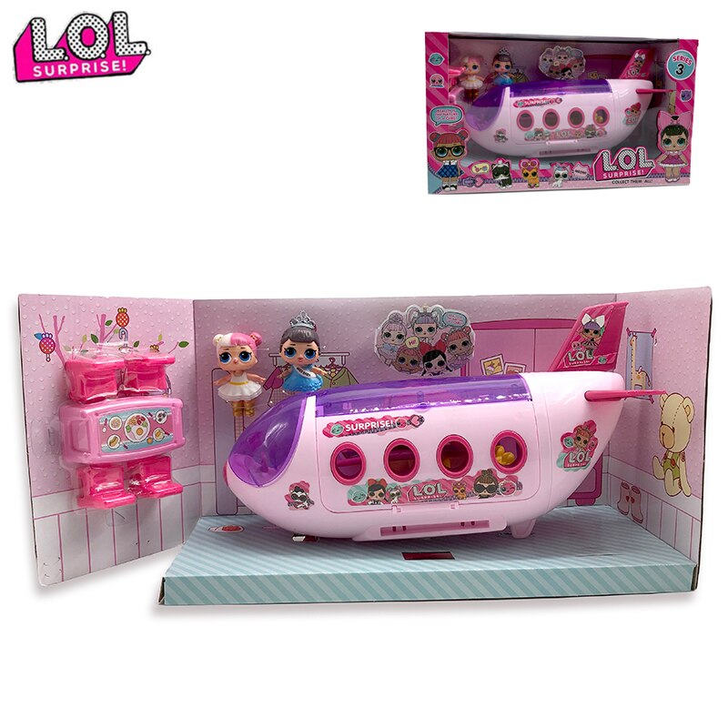 LOL Surprise Original House Dolls Airplane Toys Anime Figures Plane Model Collection DIY toy girl Birthday Gifts