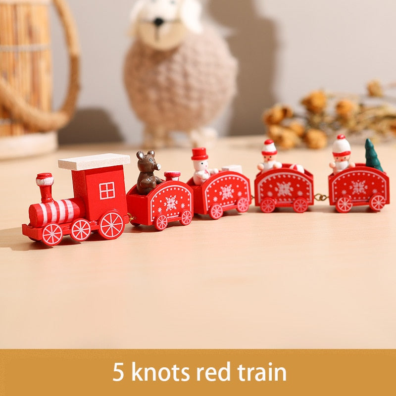 Wooden Christmas Train Ornament Christmas Decoration For Home Santa Claus Gift Toys Crafts Table Deco Navidad Xmas 2021 New Year