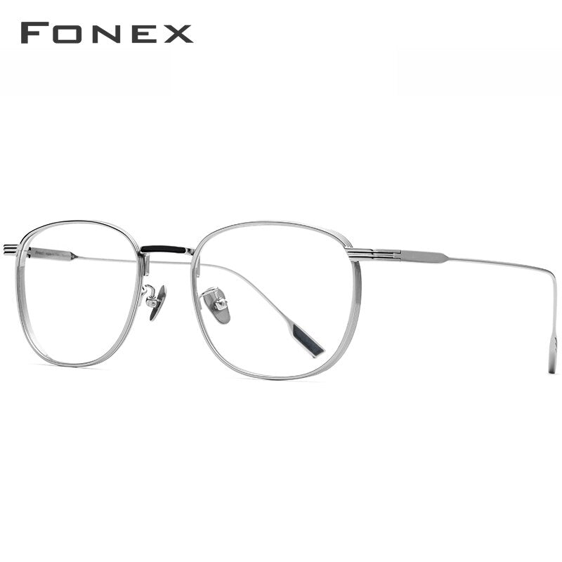 FONEX Pure Titanium Glasses Frame Women Vintage Round Myopia Optical Prescription Eyeglass Frame Men 2020 New Titan Eyewear 8517