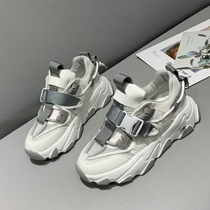 Times New Roman Women's Sneakers 2020 Autumn Fashion Buckle Platform Sneaker Walking Shoes Woman Casual Shoes Plus Size 41 42