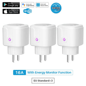 Smart Plug WiFi Socket EU 16A Power Monitor Timing Function Tuya SmartLife APP Control Works With Alexa Google Assistant