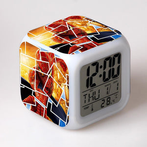 Disney Spiderman Anime Figures Digital Clocks Christmas Colorful Lights LED Alarm Clock Kids Toys for Children Birthday Gifts