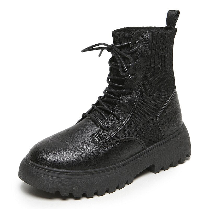 PU Platform Shoes Woman Snow Boots Ladies Booties Woman 2020 Women's Ankle Boots Short Plush Female Shoes For Women's Heel Boot