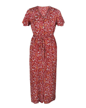 2021 Green Floral Print Ruffles Summer Dress Women Casual V-neck Button Sashes Dress Ladies Holiday Beach Sundresses Vestidos