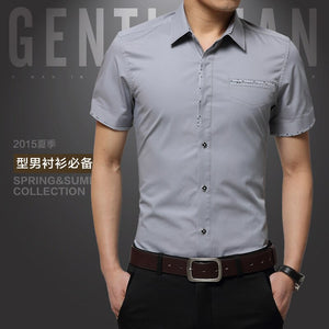 2021 Summer New Men's Shirt Brand Luxury Men Cotton Short Sleeves Dress Shirt Turn-down Collar Cardigan Shirt Men Clothes