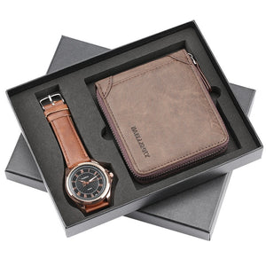 Mens Watches Luxury Minimalist Quartz Wrist Watch Card Holder Wallet Watches Men Gift Set Watches for Dad Husband Boy Friend