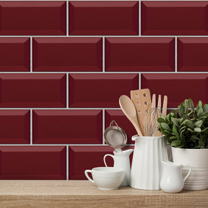 Funlife® 20X10cm Ruby Red Wall Sticker Self-Adhesive Eco-Friendly PVC Tile Stickers for Bathroom Kitchen Backsplash Home Wall