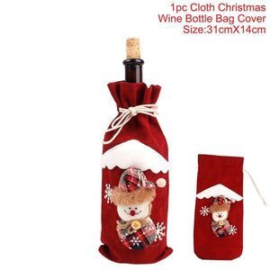Christmas Wine Bottle Cover Merry Christmas Decor For Home 2020 Natal Noel Christmas Table Decor Xmas Gift Happy New Year 2021