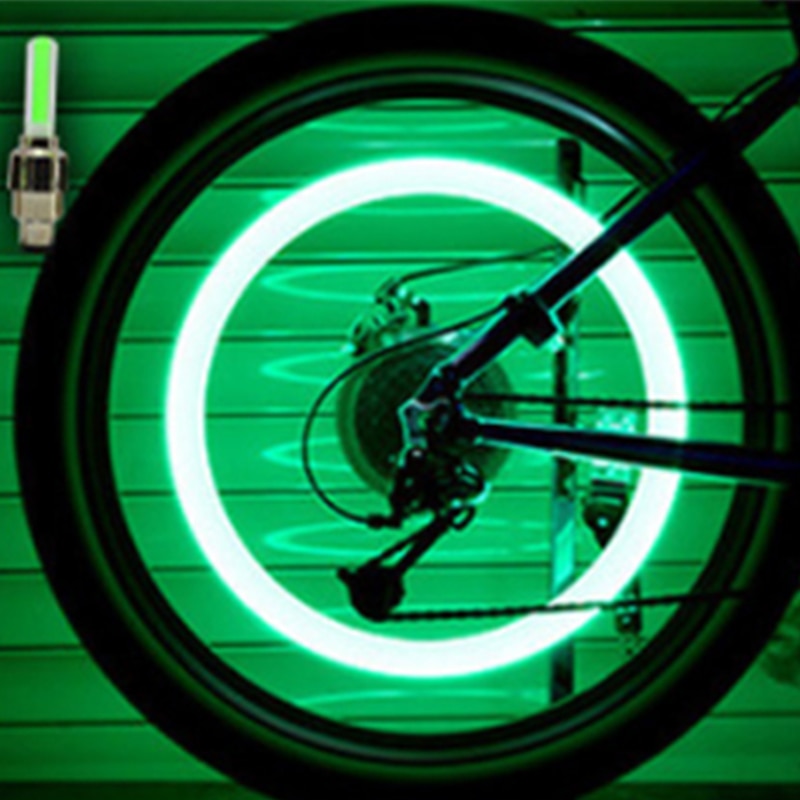 2PCS Bicycle LED Light Tire Valve Cap Bicycle Flash Light Mountain Road Bike Cycling Tyre Wheel Lights LED Neon Lamp Cover Wheel