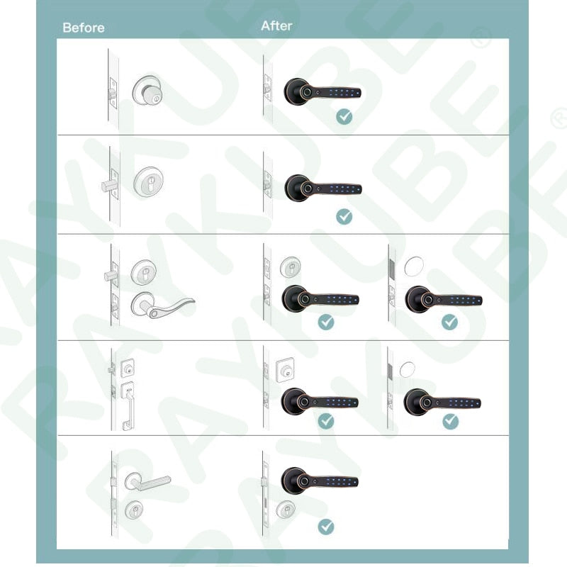 TTLOCK Wifi AI Voice Command Smart Door Lock Bluetooth Fingerprint Support Alexa Google Assistant Easy Replacement 158B