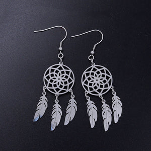 Vni and Mia 100% Stainless Steel Boho Lotus Dream Catcher Earring For Women Wholesale Fashion Bohemia Jewelry Dropshipping