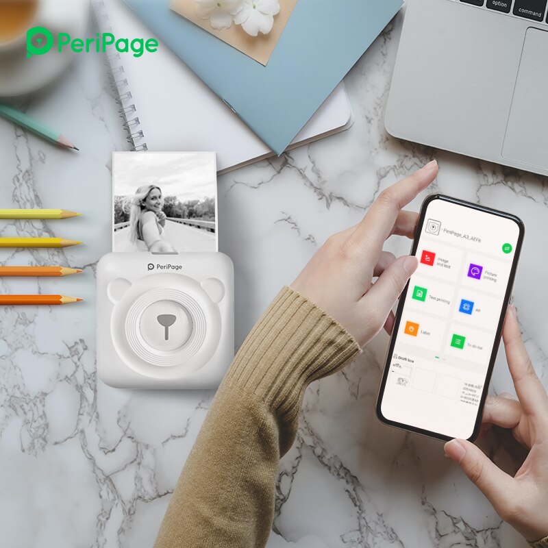 PeriPage Portable Thermal Bluetooth Printer 304dpi Thermal Picture Photo label Mini Printer for Android IOS Mobile Phone
