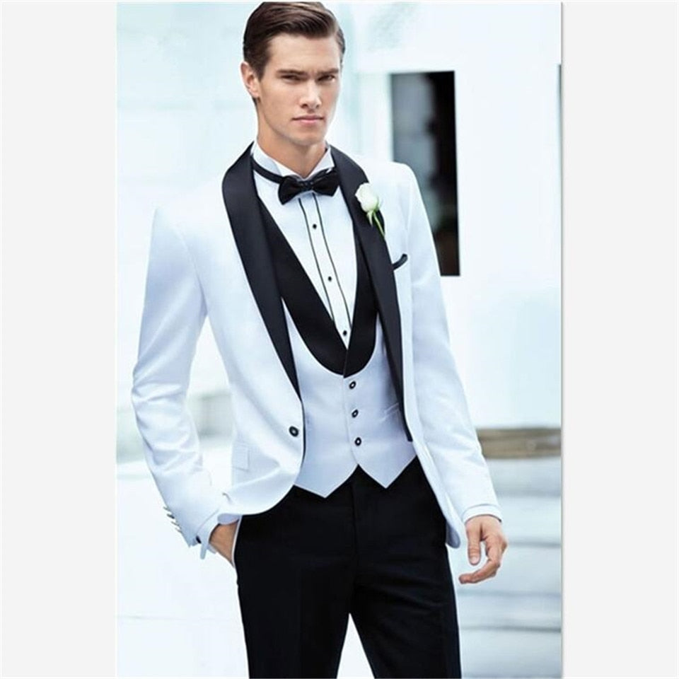 New Fashion Handsome Dark Gray Mens Suit Groom Suit Wedding Suits For Best Men Slim Fit Groom Tuxedos For Man(Jacket+Vest+Pant)