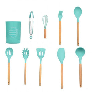 Silicone Kitchenware Cooking Utensils Set Heat Resistant Kitchen Non-Stick Cooking Utensils Baking Tools With Storage Box Tools