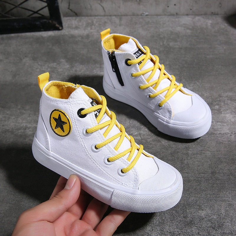 Kids Shoes High Top Canvas Shoes Baby Girls Boys Shoes Non-slip Rubber Sole Basketball Shoes Girls Children's Shoes Sneakers