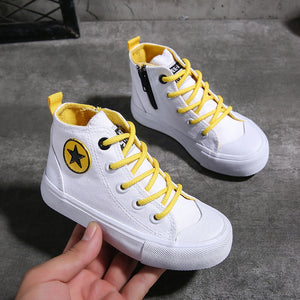 Kids Shoes High Top Canvas Shoes Baby Girls Boys Shoes Non-slip Rubber Sole Basketball Shoes Girls Children's Shoes Sneakers